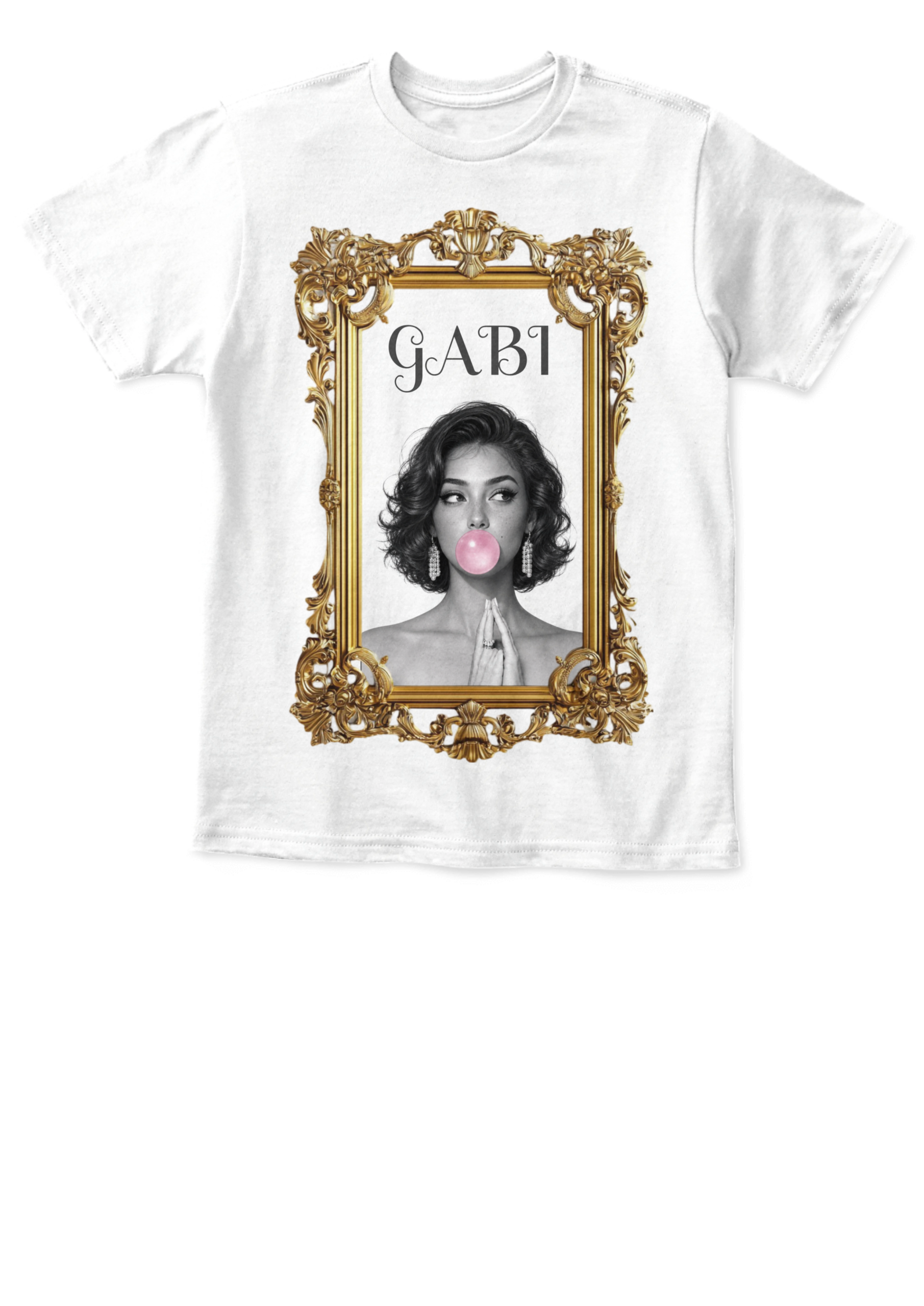 T-shirt with your face printed on it, vintage fashion top.